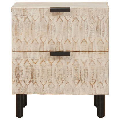 vidaXL Nachttisch 2 pcs Weiß 40 x 33 x 46 cm Massivholz Mango