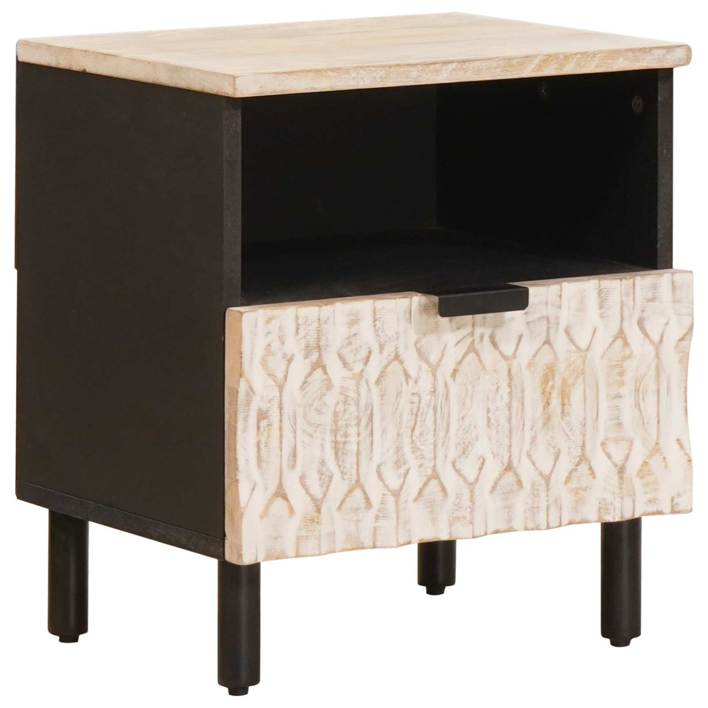 vidaXL Nachttisch mit Schubladen Weiß 40 x 33 x 46 cm Massivholz Mango