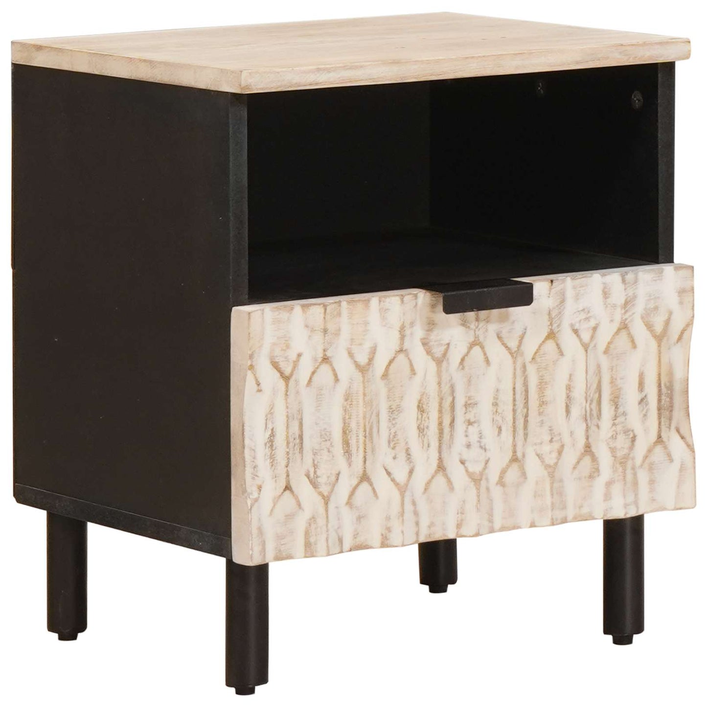 vidaXL Nachttisch mit Schubladen Weiß 40 x 33 x 46 cm Massivholz Mango