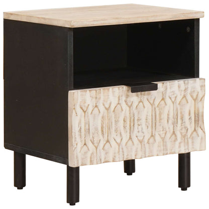 vidaXL Nachttisch mit Schubladen Weiß 40 x 33 x 46 cm Massivholz Mango