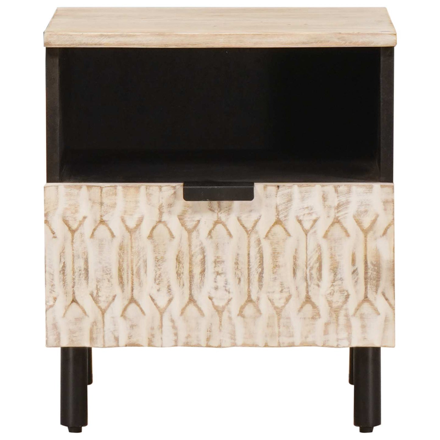 vidaXL Nachttisch mit Schubladen Weiß 40 x 33 x 46 cm Massivholz Mango
