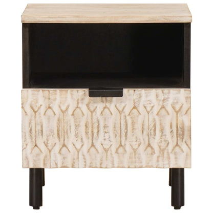 vidaXL Nachttisch mit Schubladen Weiß 40 x 33 x 46 cm Massivholz Mango