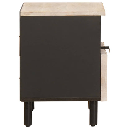vidaXL Nachttisch mit Schubladen Weiß 40 x 33 x 46 cm Massivholz Mango