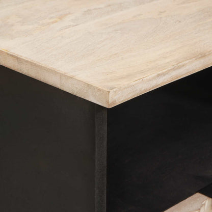 Nachttisch 2 pcs Weiß 40 x 33 x 46 cm Massivholz Mango