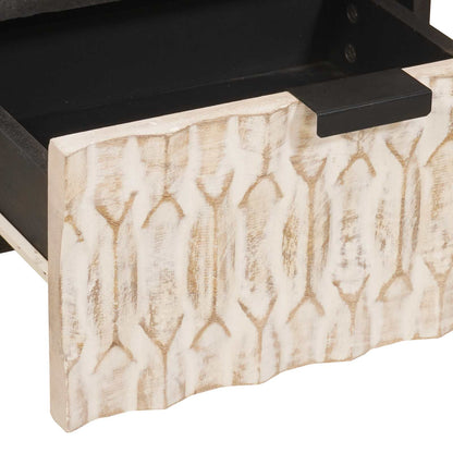 Nachttisch 2 pcs Weiß 40 x 33 x 46 cm Massivholz Mango