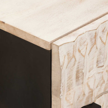 Nachttisch mit Schubladen Weiß 50 x 33 x 60 cm Massivholz Mango