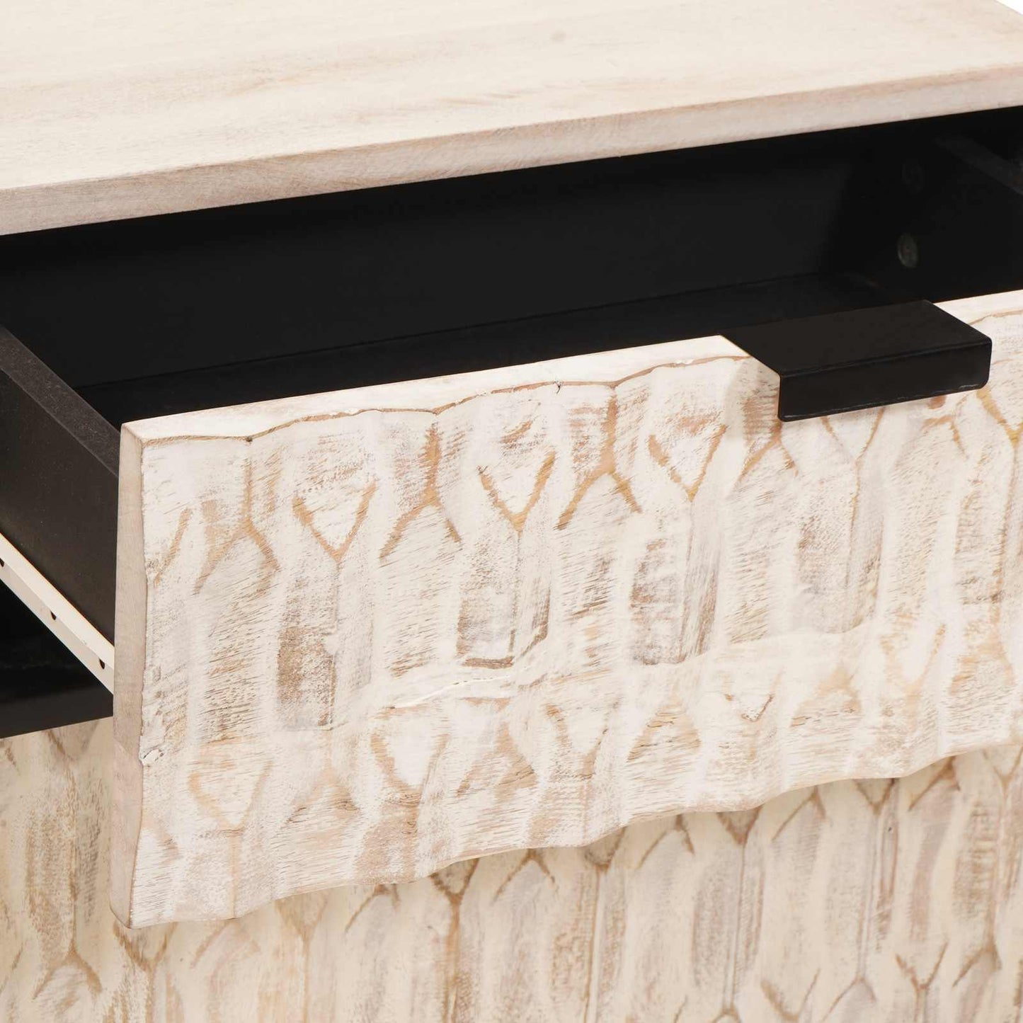 Nachttisch mit Schubladen Weiß 50 x 33 x 60 cm Massivholz Mango