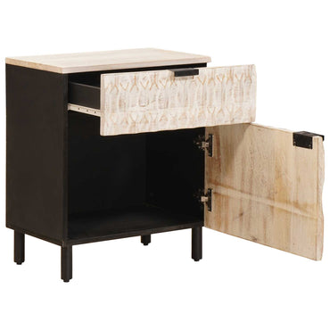 vidaXL Nachttisch mit Schubladen Weiß 50 x 33 x 60 cm Massivholz Mango