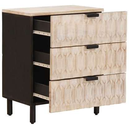 vidaXL Nachttisch mit Schubladen Weiß 50 x 33 x 62 cm Massivholz Mango