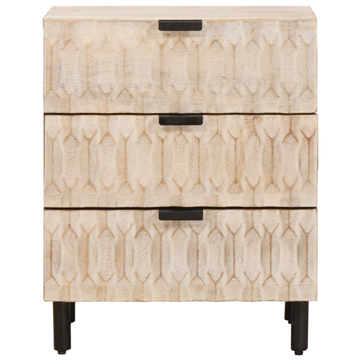 vidaXL Nachttisch mit Schubladen Weiß 50 x 33 x 62 cm Massivholz Mango