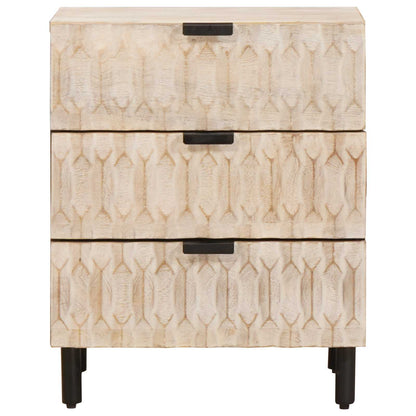 vidaXL Nachttisch mit Schubladen Weiß 50 x 33 x 62 cm Massivholz Mango