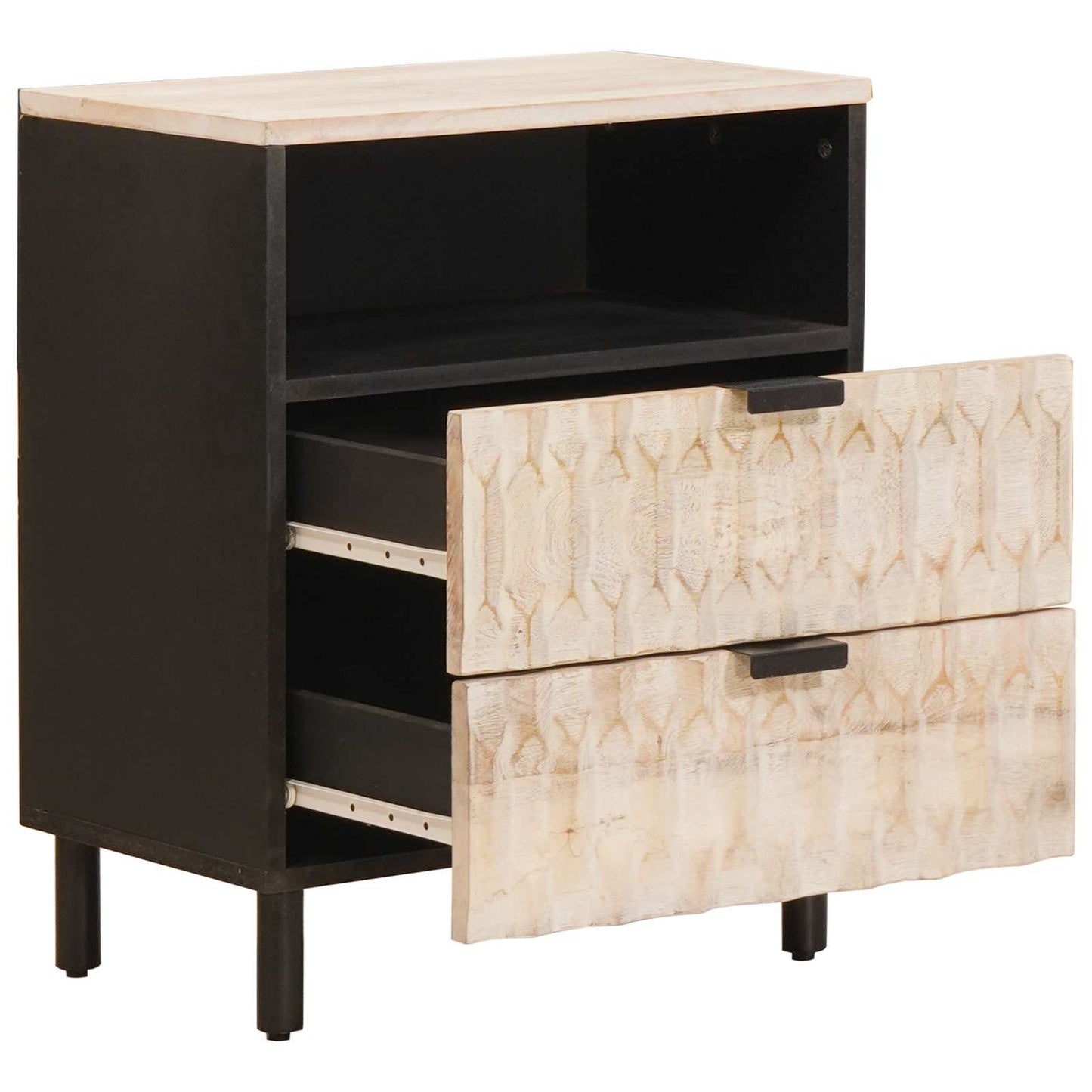 vidaXL Nachttisch mit Schubladen Weiß 50 x 33 x 60 cm Massivholz Mango