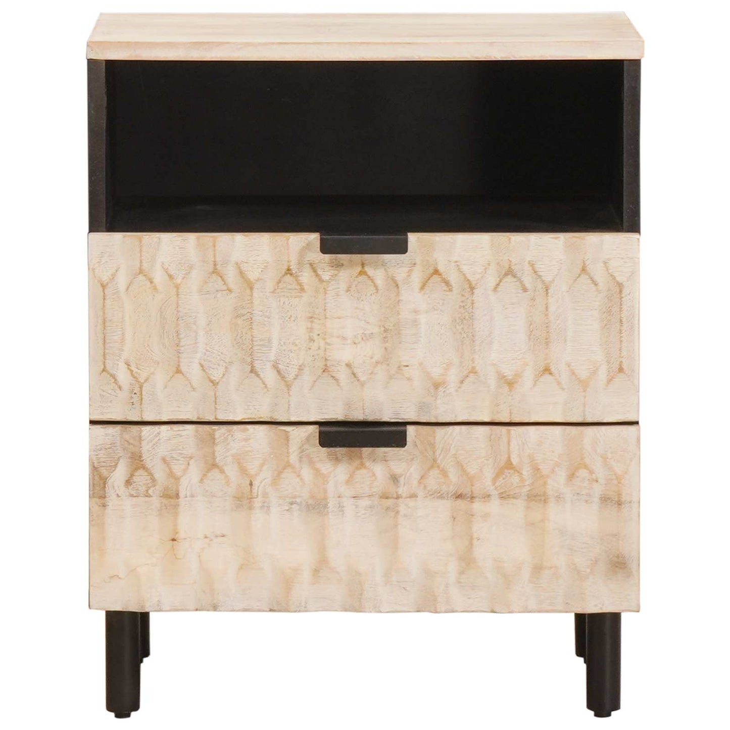 vidaXL Nachttisch mit Schubladen Weiß 50 x 33 x 60 cm Massivholz Mango