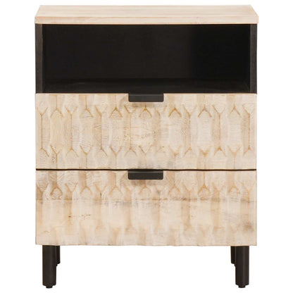 vidaXL Nachttisch mit Schubladen Weiß 50 x 33 x 60 cm Massivholz Mango