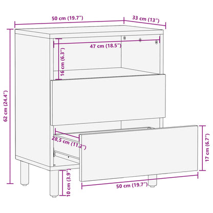 vidaXL Nachttisch mit Schubladen Weiß 50 x 33 x 60 cm Massivholz Mango