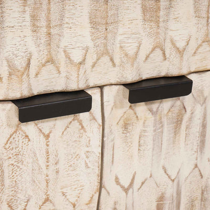 Nachttisch mit Schubladen Weiß 50 x 33 x 60 cm Massivholz Mango