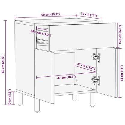 vidaXL Nachttisch mit Schubladen Weiß 50 x 33 x 60 cm Massivholz Mango