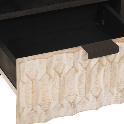 vidaXL Couchtisch mit Schubladen Weiß 80 x 54 x 40 cm Massivholz Mango