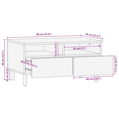 vidaXL Couchtisch mit Schubladen Weiß 80 x 54 x 40 cm Massivholz Mango