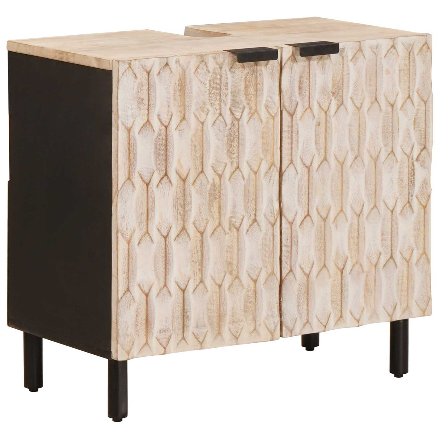 Waschbeckenschrank Weiß 62 x 33 x 58 cm Massivholz Mango