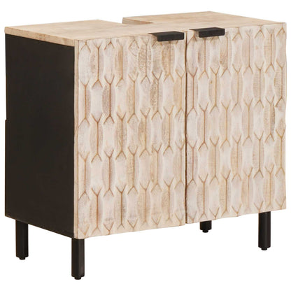 Waschbeckenschrank Weiß 62 x 33 x 58 cm Massivholz Mango