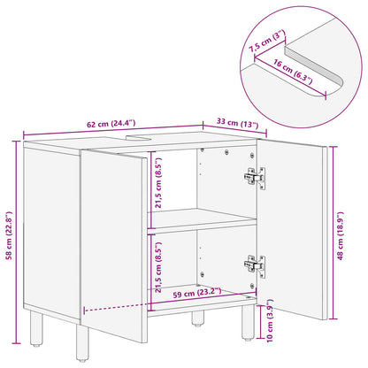 vidaXL Waschbeckenschrank Weiß 62 x 33 x 58 cm Massivholz Mango