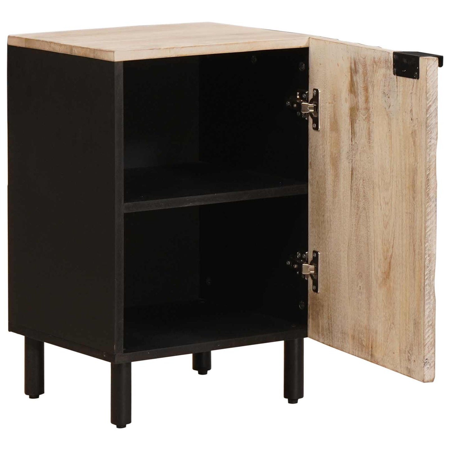 vidaXL Badezimmerschrank mit Tür Weiß 38 x 33 x 58 cm Massivholz Mango