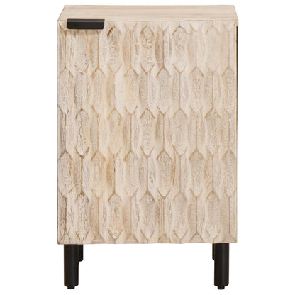 vidaXL Badezimmerschrank mit Tür Weiß 38 x 33 x 58 cm Massivholz Mango