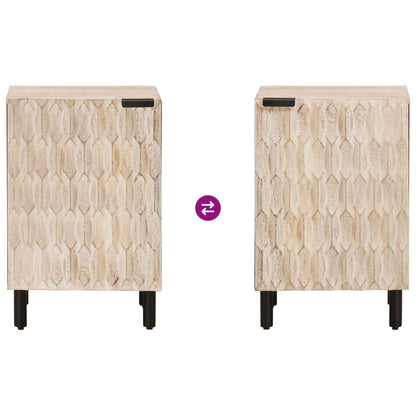vidaXL Badezimmerschrank mit Tür Weiß 38 x 33 x 58 cm Massivholz Mango