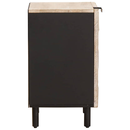 vidaXL Badezimmerschrank mit Tür Weiß 38 x 33 x 58 cm Massivholz Mango