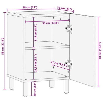 vidaXL Badezimmerschrank mit Tür Weiß 38 x 33 x 58 cm Massivholz Mango