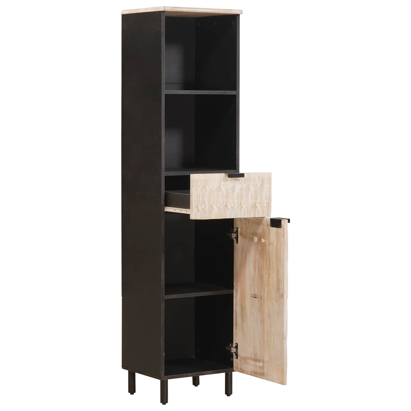 vidaXL Badezimmerschrank mit Regal Schwarz und Weiß 38 x 33 x 160 cm