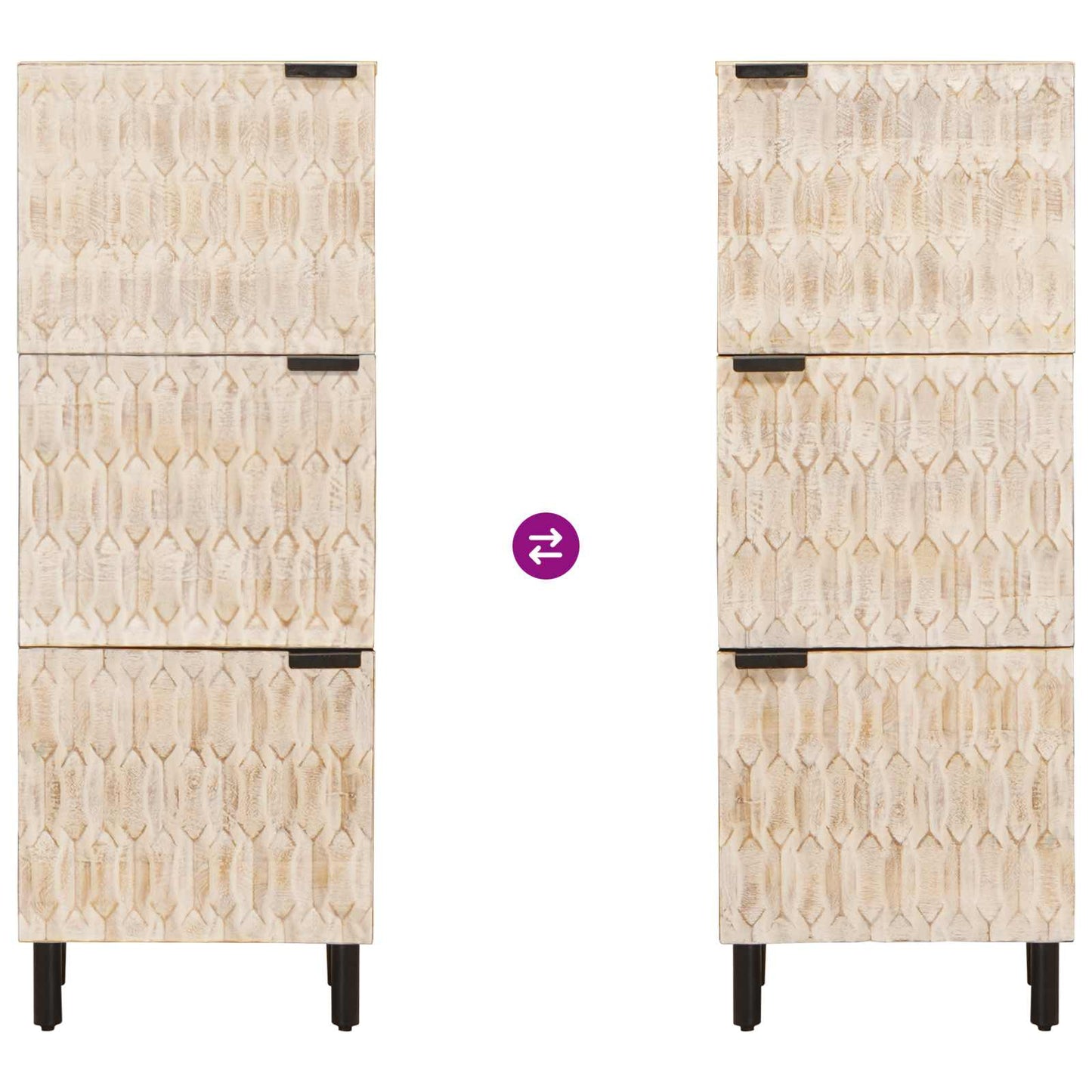 Highboard mit Tür Weiße gewaschene Oberfläche 40 x 33 x 110 cm