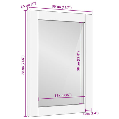 vidaXL Badezimmer Spiegel Weiße gewaschene Oberfläche 50 x 70 x 2,5 cm