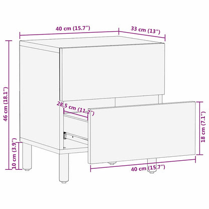 vidaXL Nachttisch 2 pcs Braun 40 x 33 x 46 cm Massivholz Mango
