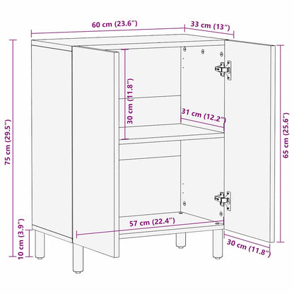 vidaXL Sideboard Akazienbraune Oberfläche 60 x 33 x 75 cm