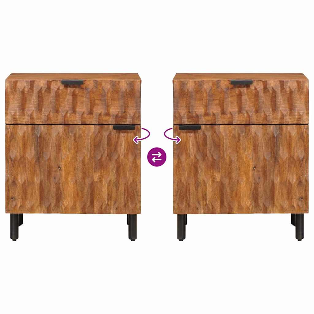 Nachttisch Braun 50 x 33 x 60 cm Massivholz Mango