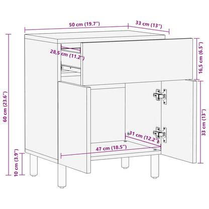 vidaXL Nachttisch Braun 50 x 33 x 60 cm Massivholz Mango
