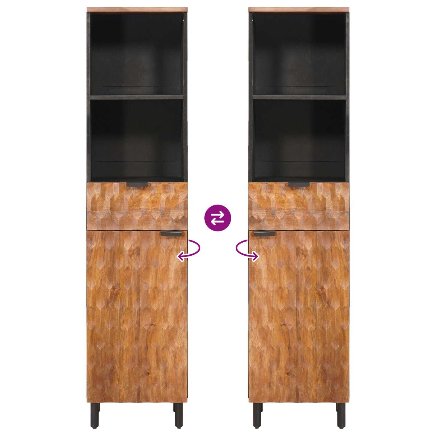 vidaXL Badezimmerschrank Braun 38 x 33 x 160 cm Massivholz Mango