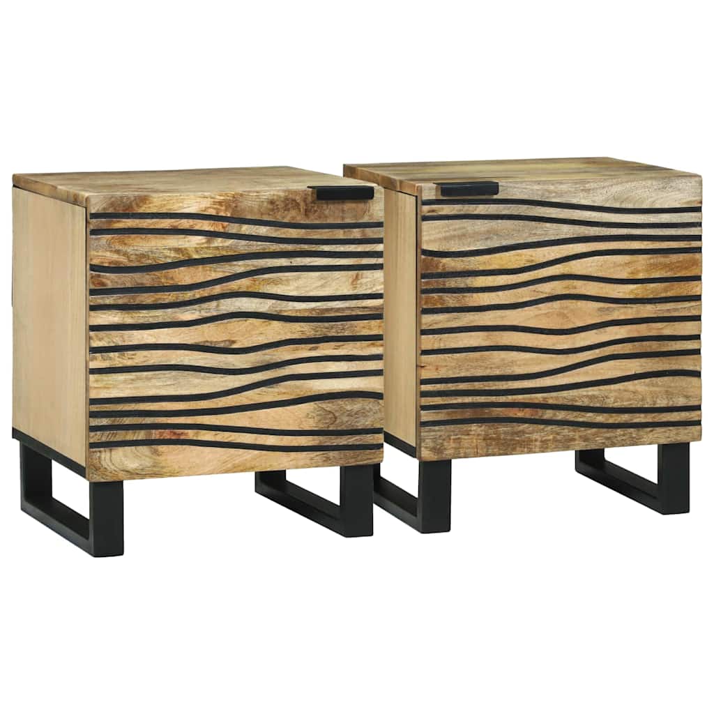 vidaXL Nachttisch 2 pcs Braun 40 x 33 x 46 cm Massivholz Akazie