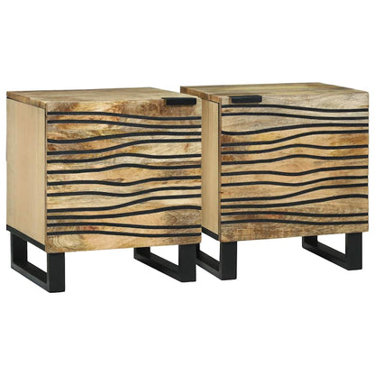 vidaXL Nachttisch 2 pcs Braun 40 x 33 x 46 cm Massivholz Akazie