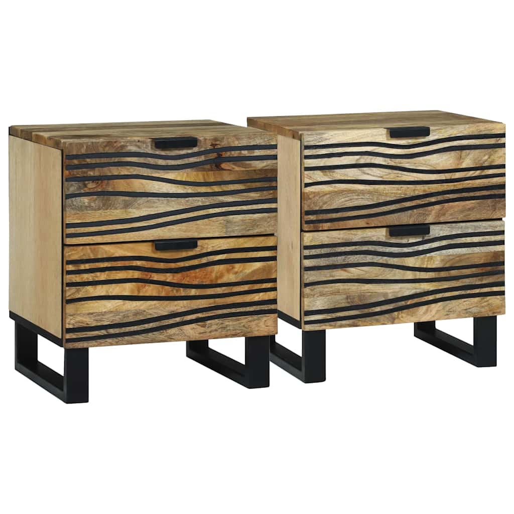 vidaXL Nachttisch 2 pcs Braun 40 x 33 x 46 cm Massivholz Akazie