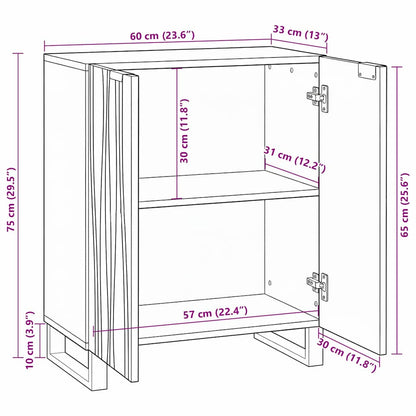 vidaXL Buffet naturel 60 x 33,5 x 75 cm Bois de manguier massif