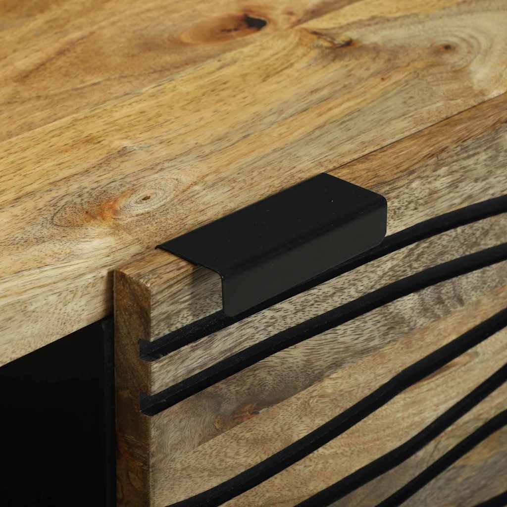 vidaXL Couchtisch Braun und Schwarz 80 x 50 x 40 cm Massivholz Akazie