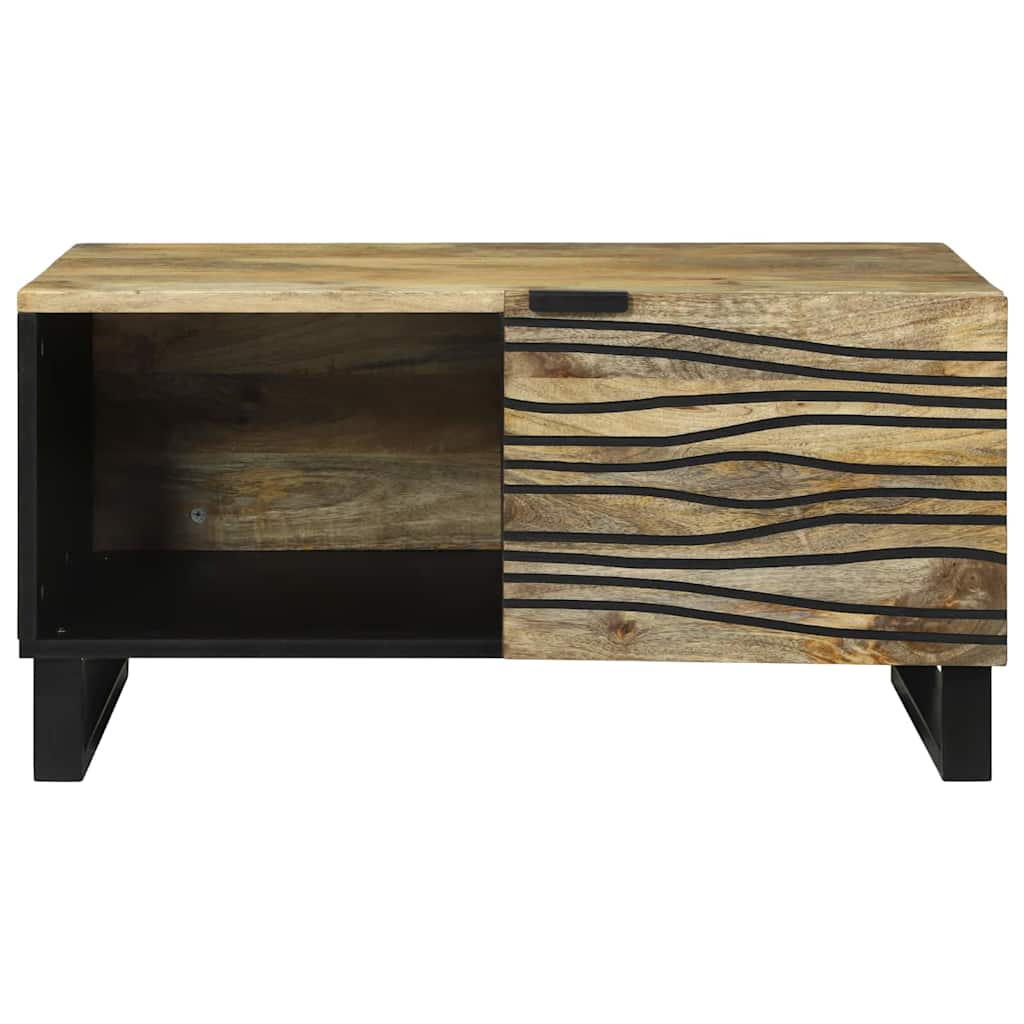 vidaXL Couchtisch Braun und Schwarz 80 x 50 x 40 cm Massivholz Akazie
