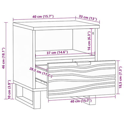 vidaXL Nachttisch Braun 40 x 33 x 46 cm Massivholz Akazie