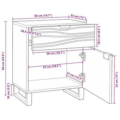 vidaXL Nachttisch Braun 50 x 33 x 60 cm Massivholz Akazie