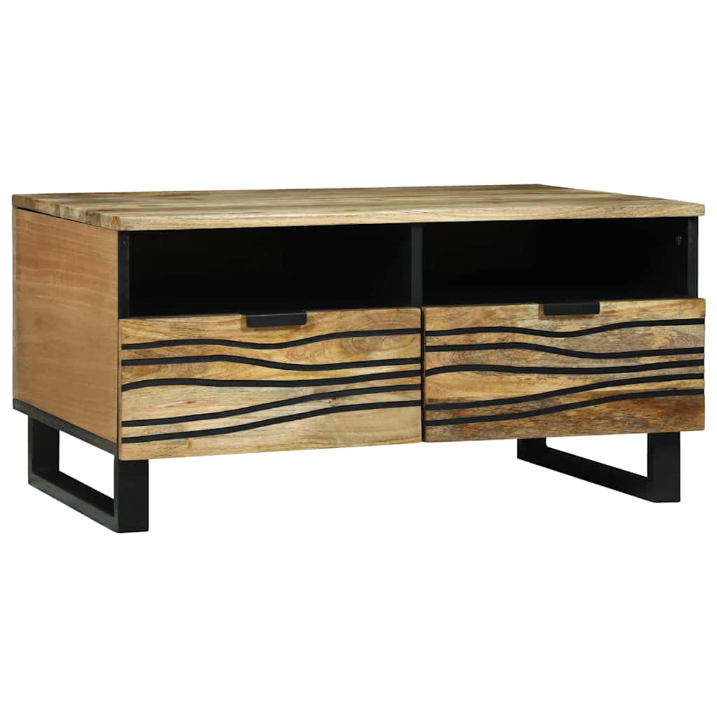 vidaXL Couchtisch Braun und Schwarz 80 x 54 x 40 cm Massivholz Akazie