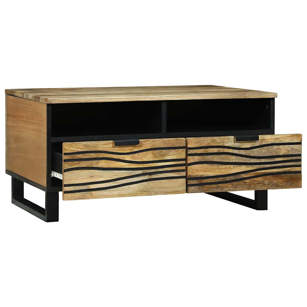 vidaXL Couchtisch Braun und Schwarz 80 x 54 x 40 cm Massivholz Akazie