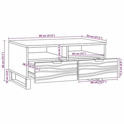 vidaXL Couchtisch Braun und Schwarz 80 x 54 x 40 cm Massivholz Akazie